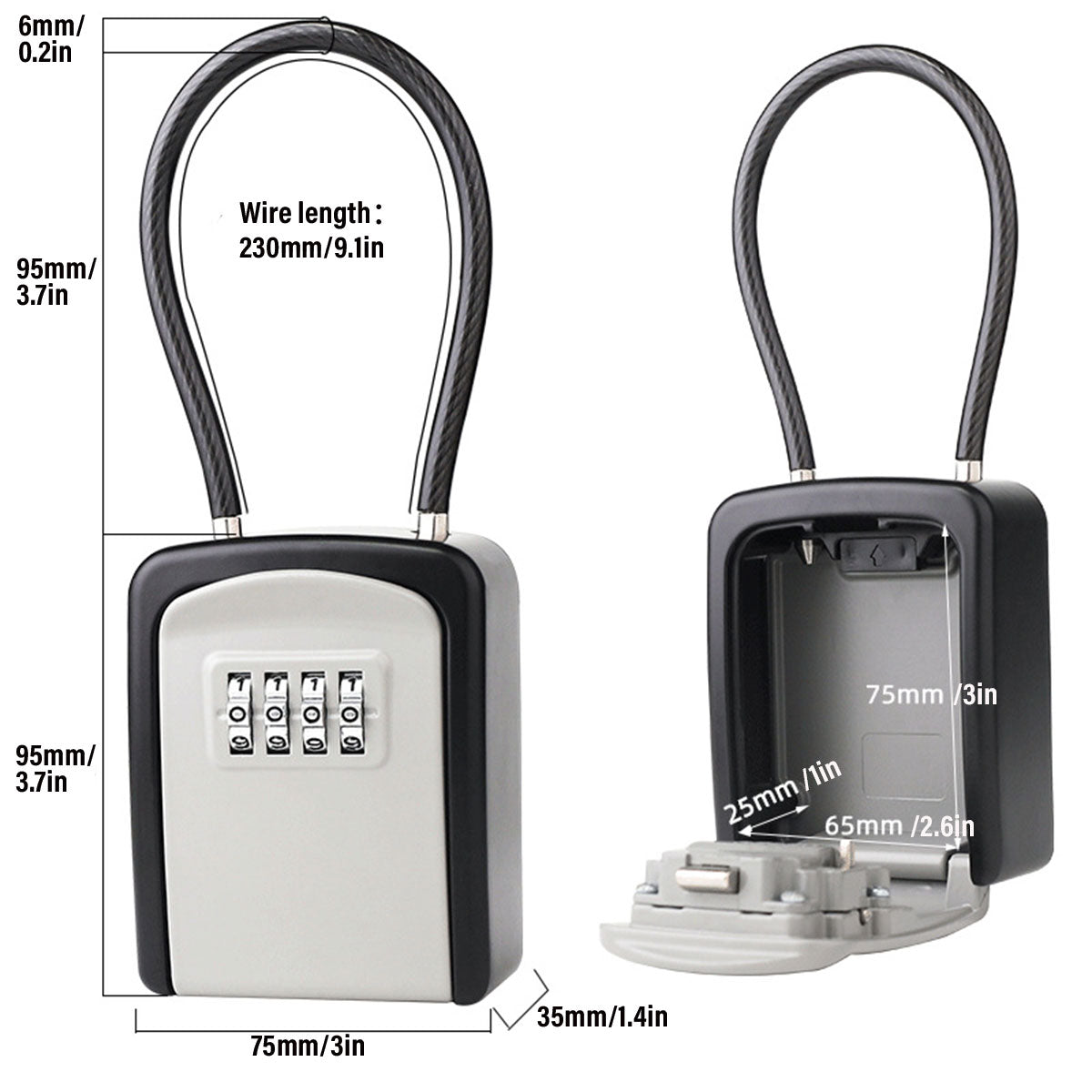 Portable Key Lock Box Hanging Combination Storage Organizer