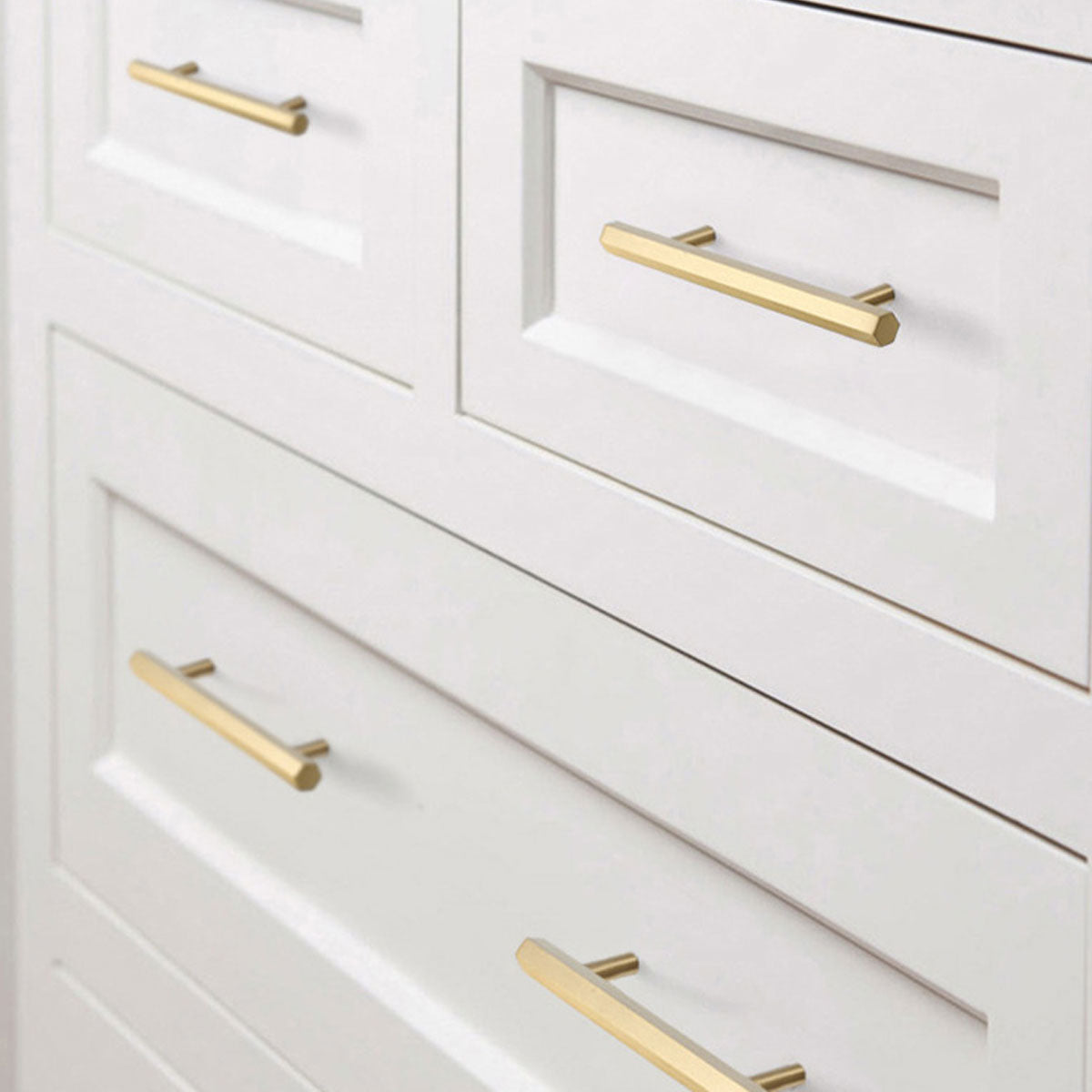 Gold Brass Hexagonal Cupboard & Cabinet Door Pull Handle