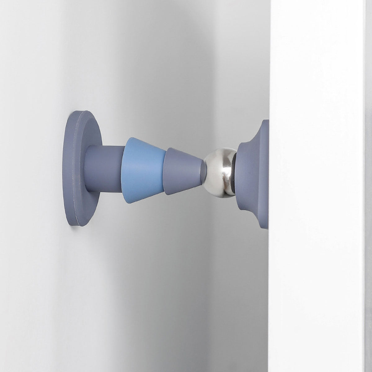 Blue Adhesive Mount Silicone Metal Magnetic Door Stopper