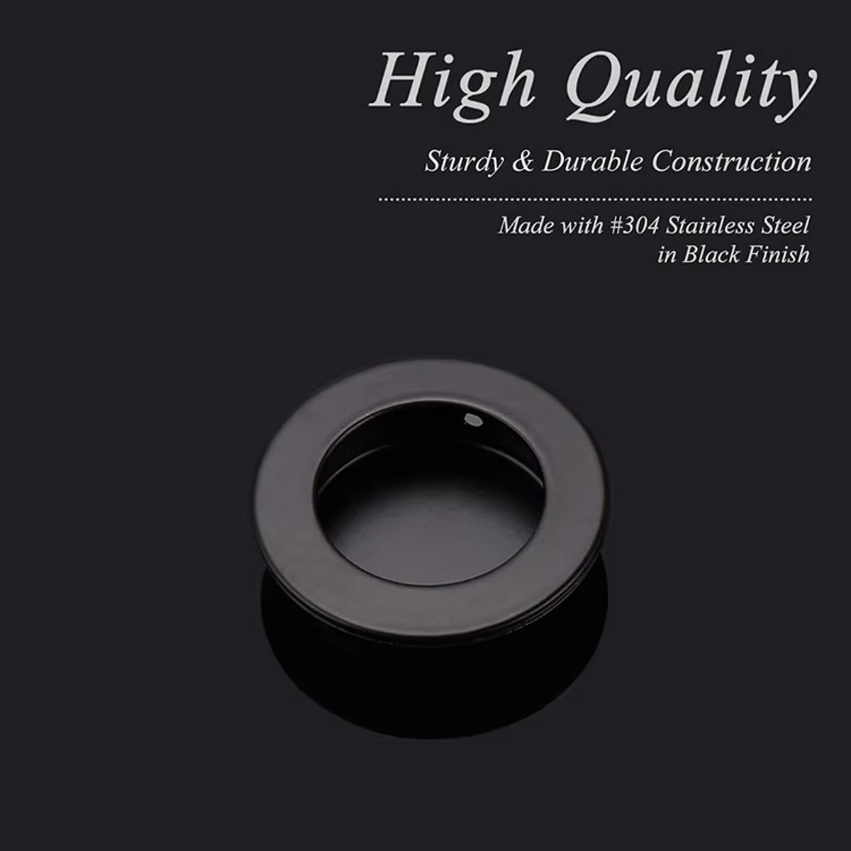 Matte Black 304 Stainless Steel Round Finger Pull For Cabinet & Door 50mm & 65mm