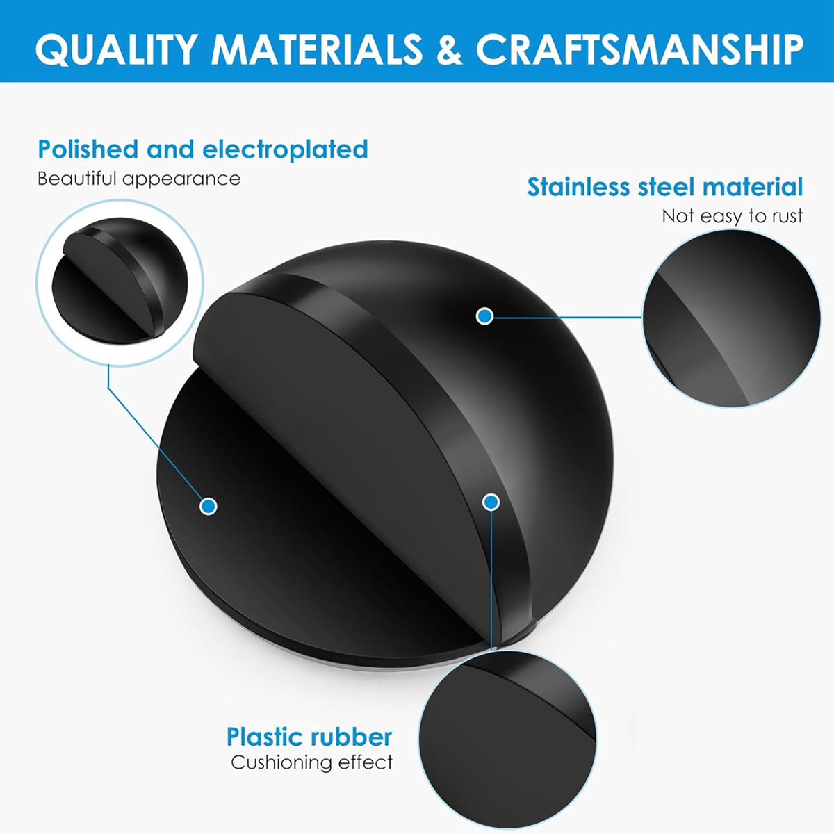 Black Stainless Steel Floor-mounted Stoppers 45x45x27mm