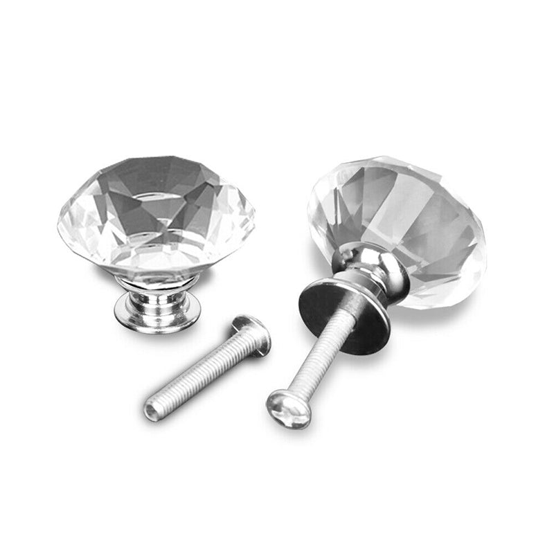 Clear Crystal & Zinc Alloy Cupboard & Cabinet Knob 30mm/40mm 10pcs