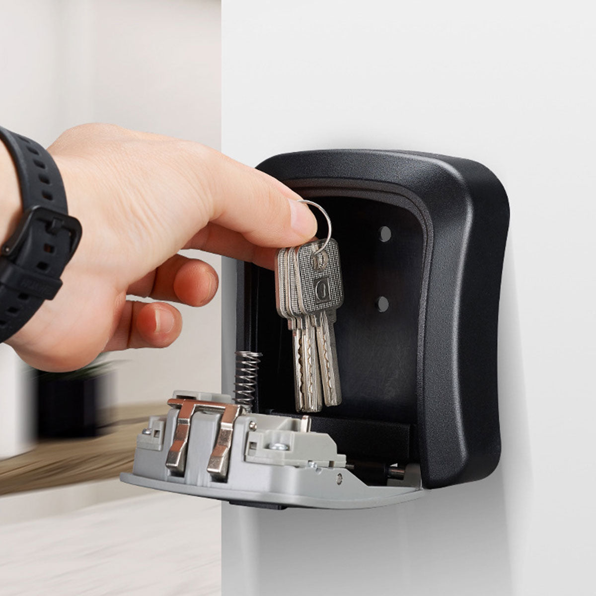 Black and Grey Weather-Resistant Steel Combination Key Box