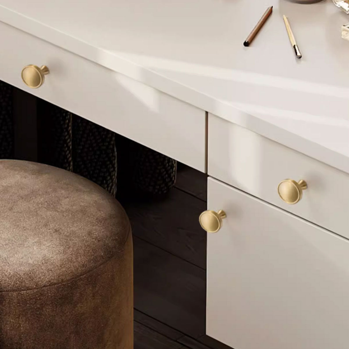 Brushed Brass Cupboard & Cabinet Door Knob 32mm