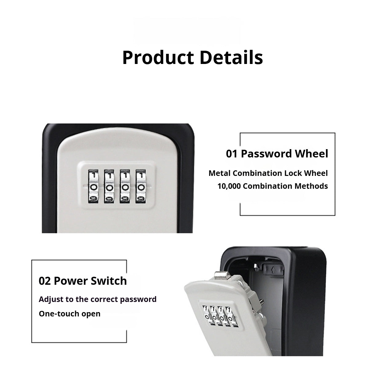 Portable Key Lock Box Hanging Combination Storage Organizer