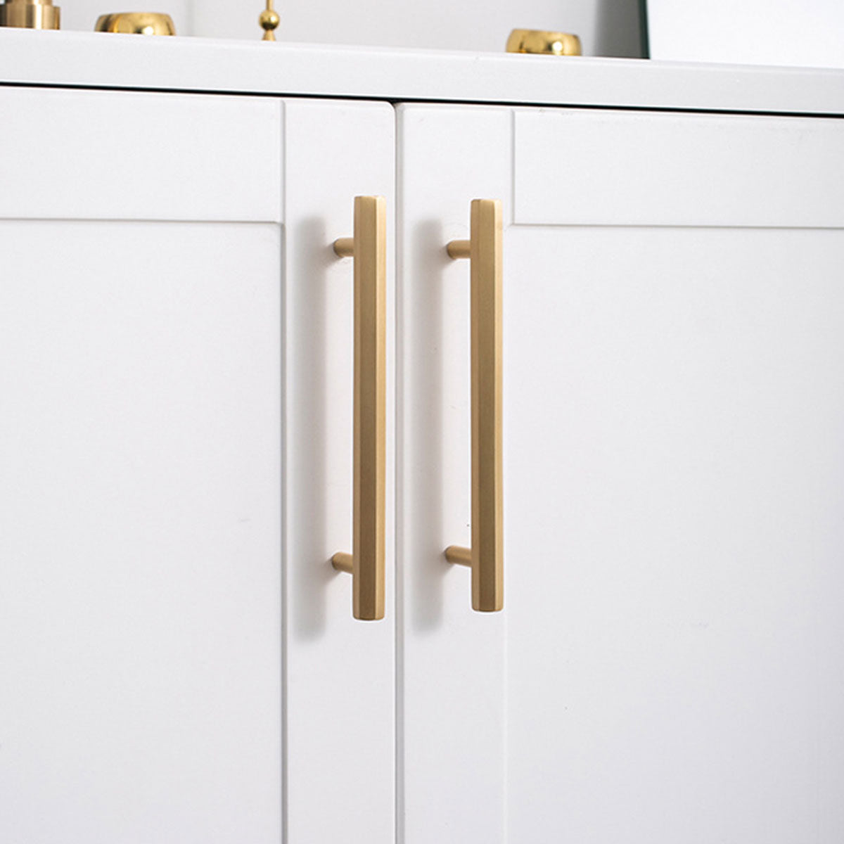 Gold Brass Hexagonal Cupboard & Cabinet Door Pull Handle