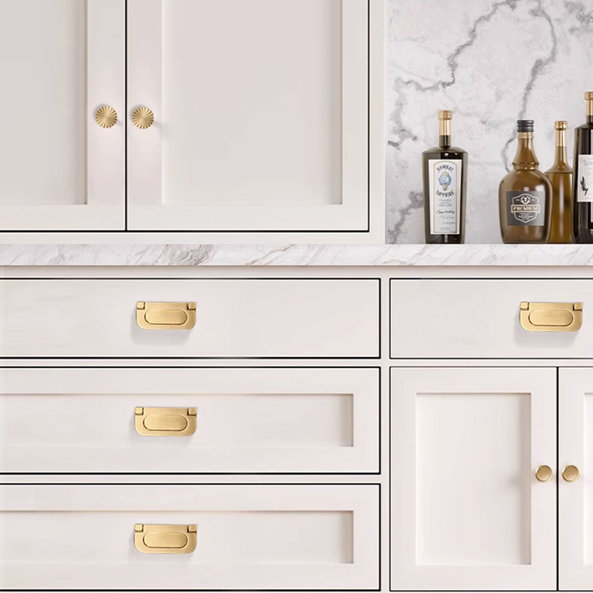 Electroplated Brass Cupboard & Cabinet Flat Door Pull Handle 64mm