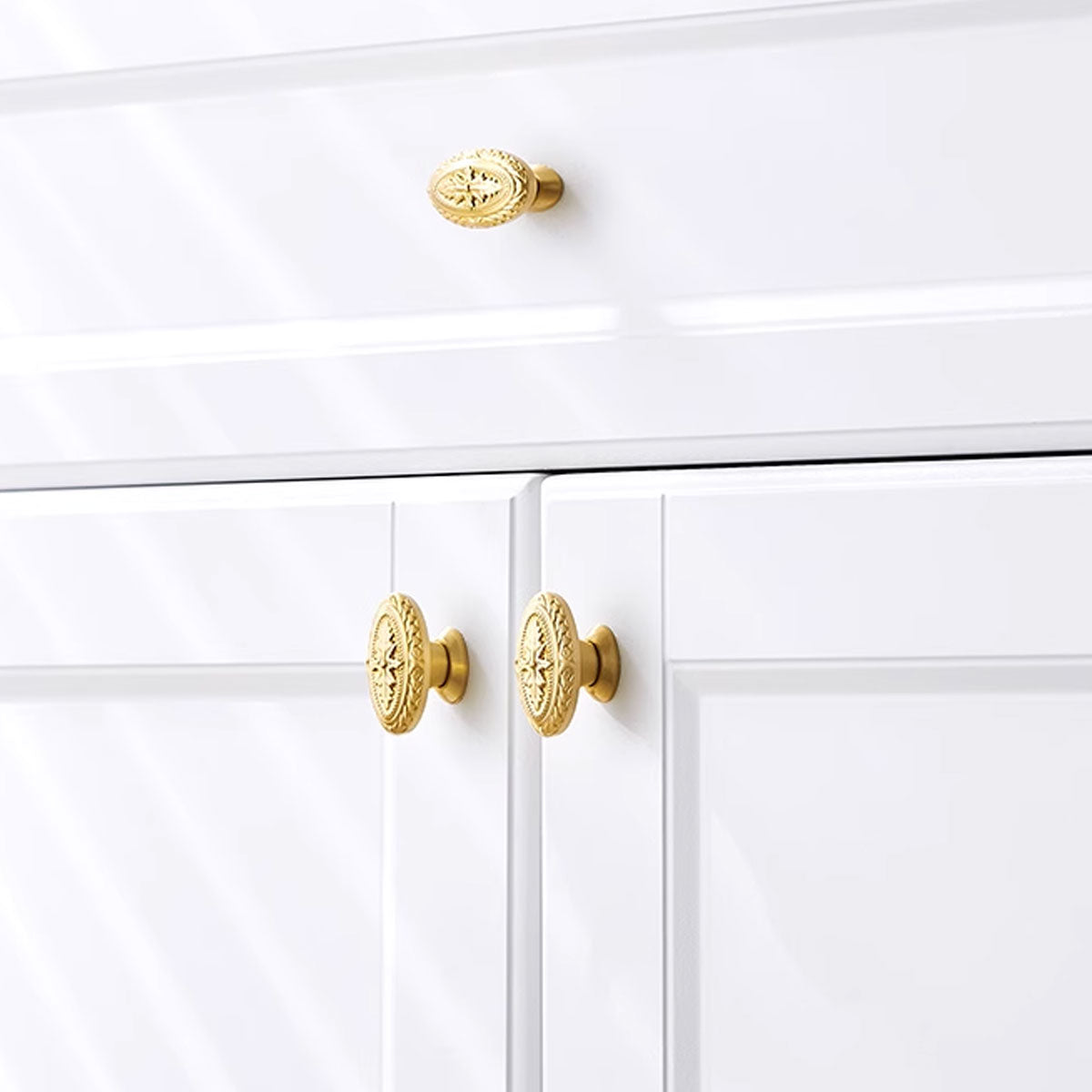 Gold Brass Cupboard & Cabinet Door Oval Knob 46x25x32mm