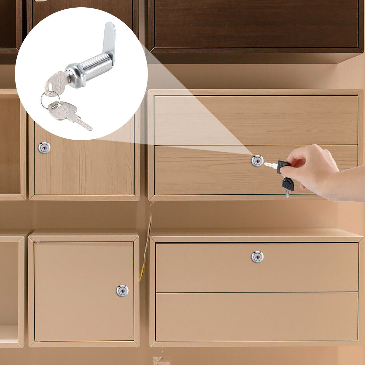 Silver Chrome-Plated Zinc Alloy Cam Lock for Cabinets