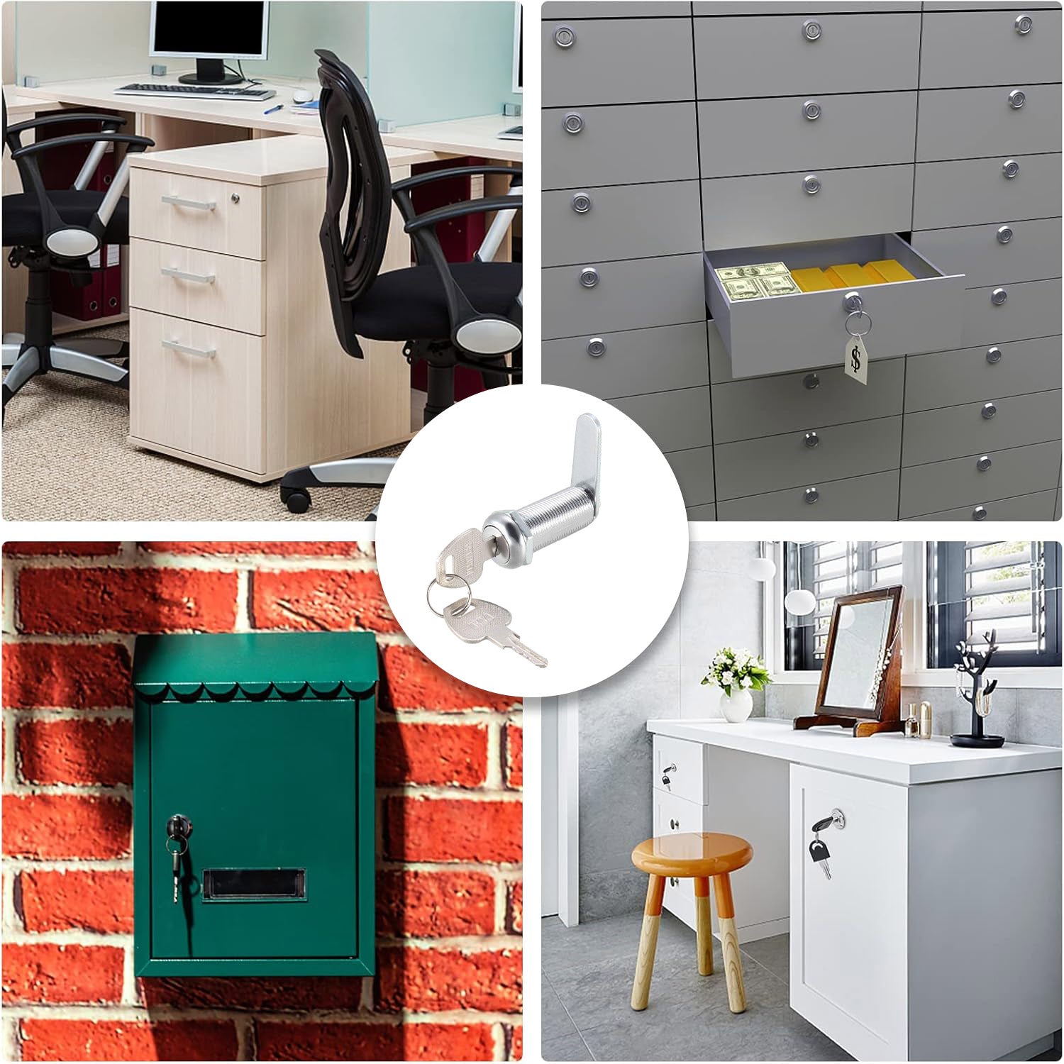 Silver Chrome-Plated Zinc Alloy Cam Lock for Cabinets