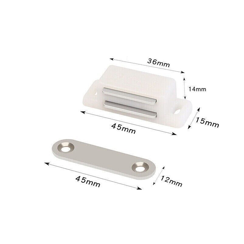 White Concealed Magnetic Cabinet Door Catch Set of 2