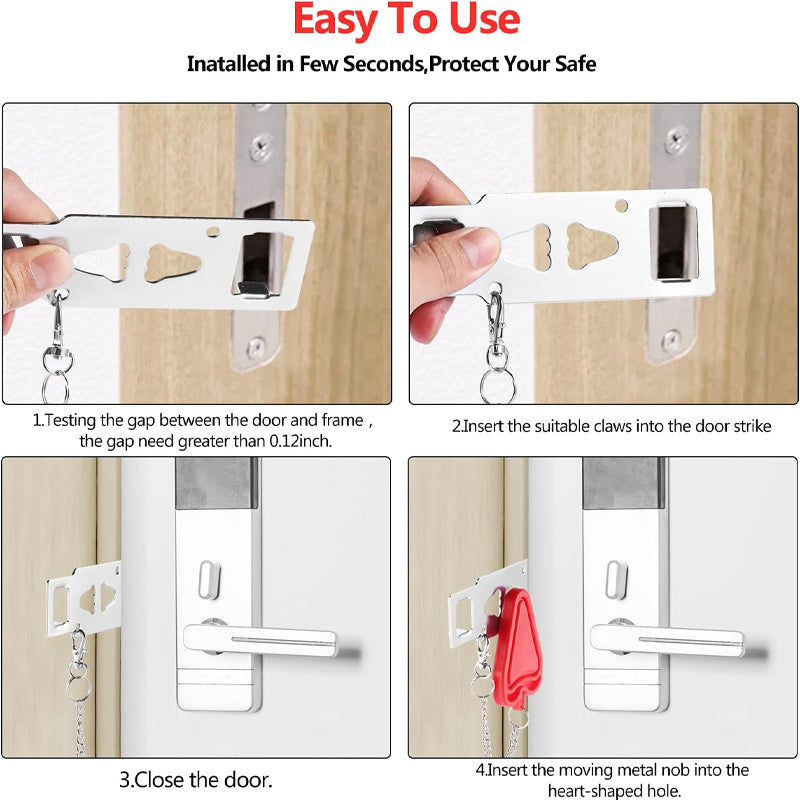 Stainless Steel Portable Door Lock for Travel Security