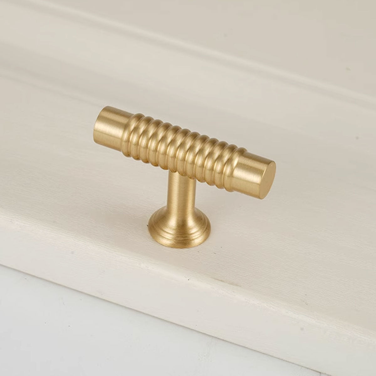 Gold Solid Brass Cabinet Handle with Textured Grip