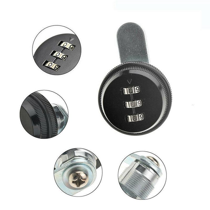 Black 3-Digit Combination Cam Lock for Cabinets and Mailboxes
