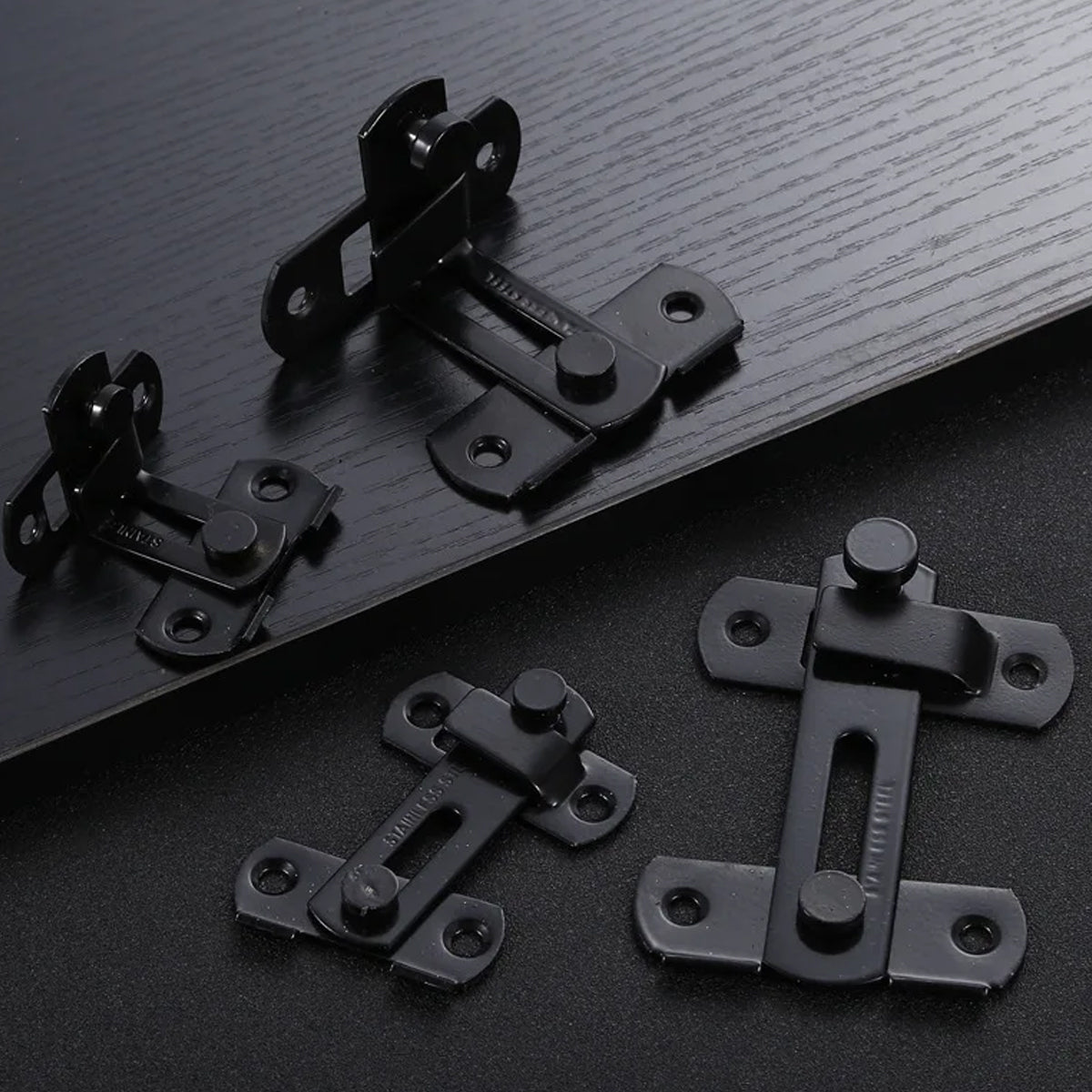 Black Stainless Steel 90 Degree Sliding Door Safety Latch Set