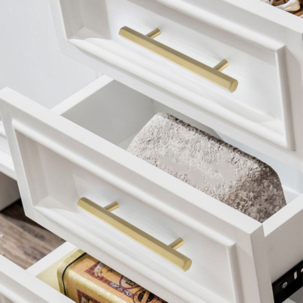 Gold Brass Hexagonal Cupboard & Cabinet Door Pull Handle