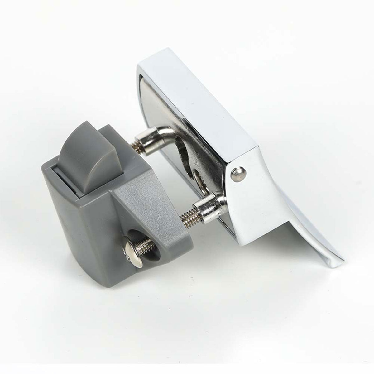 Silver Grey Finish Plastic-Metal Square Push Lock for Cabinets
