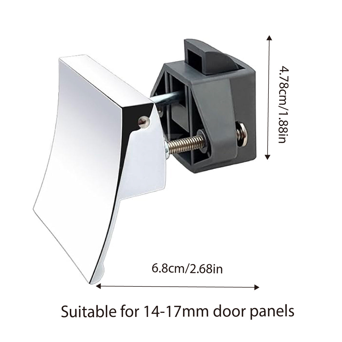 Silver Grey Finish Plastic-Metal Square Push Lock for Cabinets