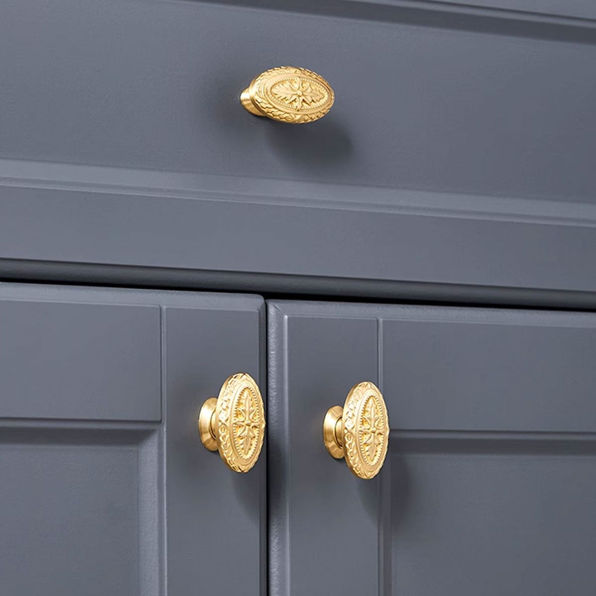 Gold Brass Cupboard & Cabinet Door Oval Knob 46x25x32mm