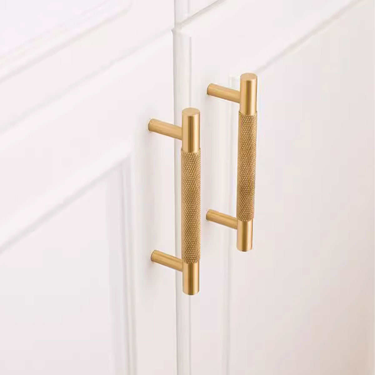Gold Knurled Brass Cupboard & Cabinet Door Pull Handle 96-320mm