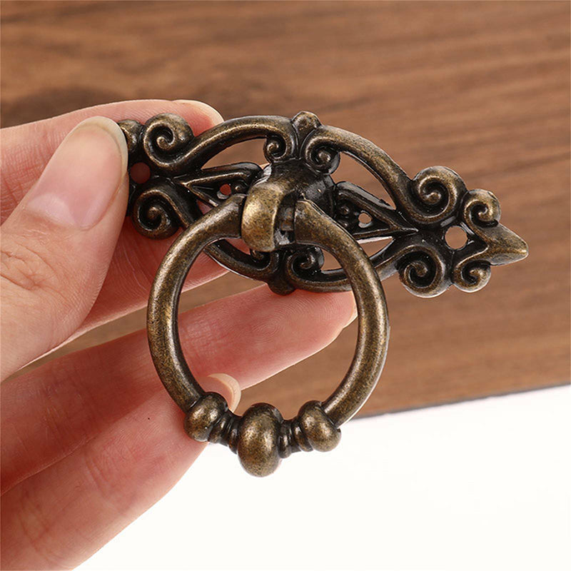 Antique Brass Finish Zinc Alloy Cabinet Drawer Ring Pull Handles