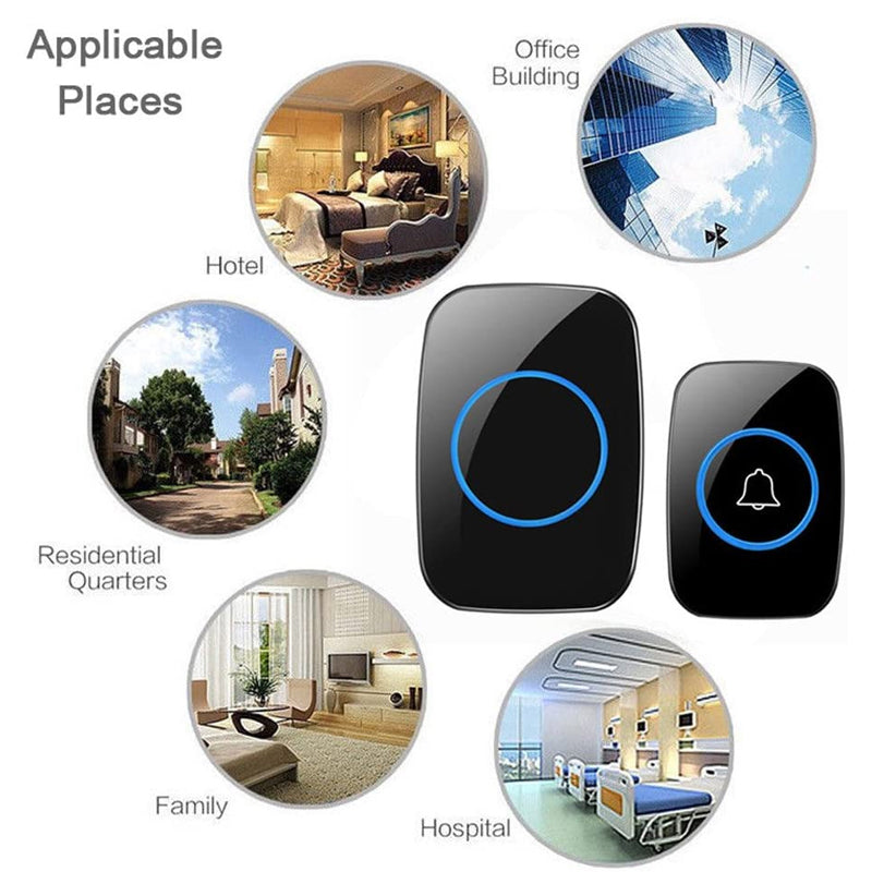 Wireless Waterproof Doorbell with 1/2 Plug-in Receivers