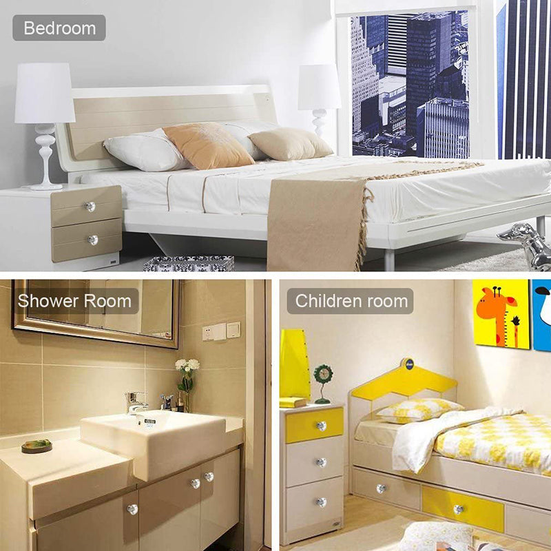 Clear Crystal & Zinc Alloy Cupboard & Cabinet Knob 30mm/40mm 10pcs