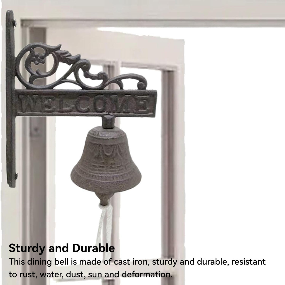 Dark Brown Vintage Finish Cast Iron Wall Hanging Dinner Bell