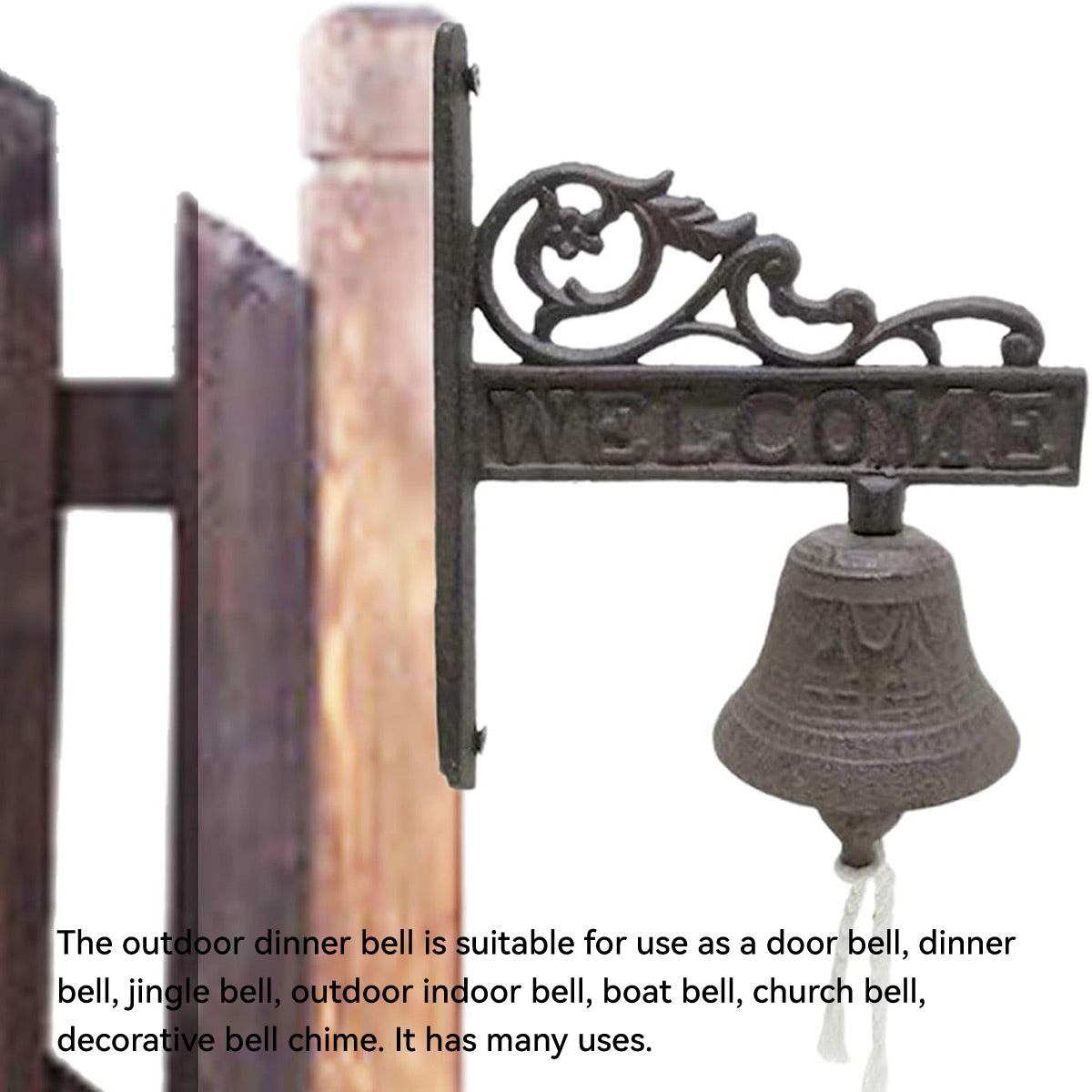 Dark Brown Vintage Finish Cast Iron Wall Hanging Dinner Bell