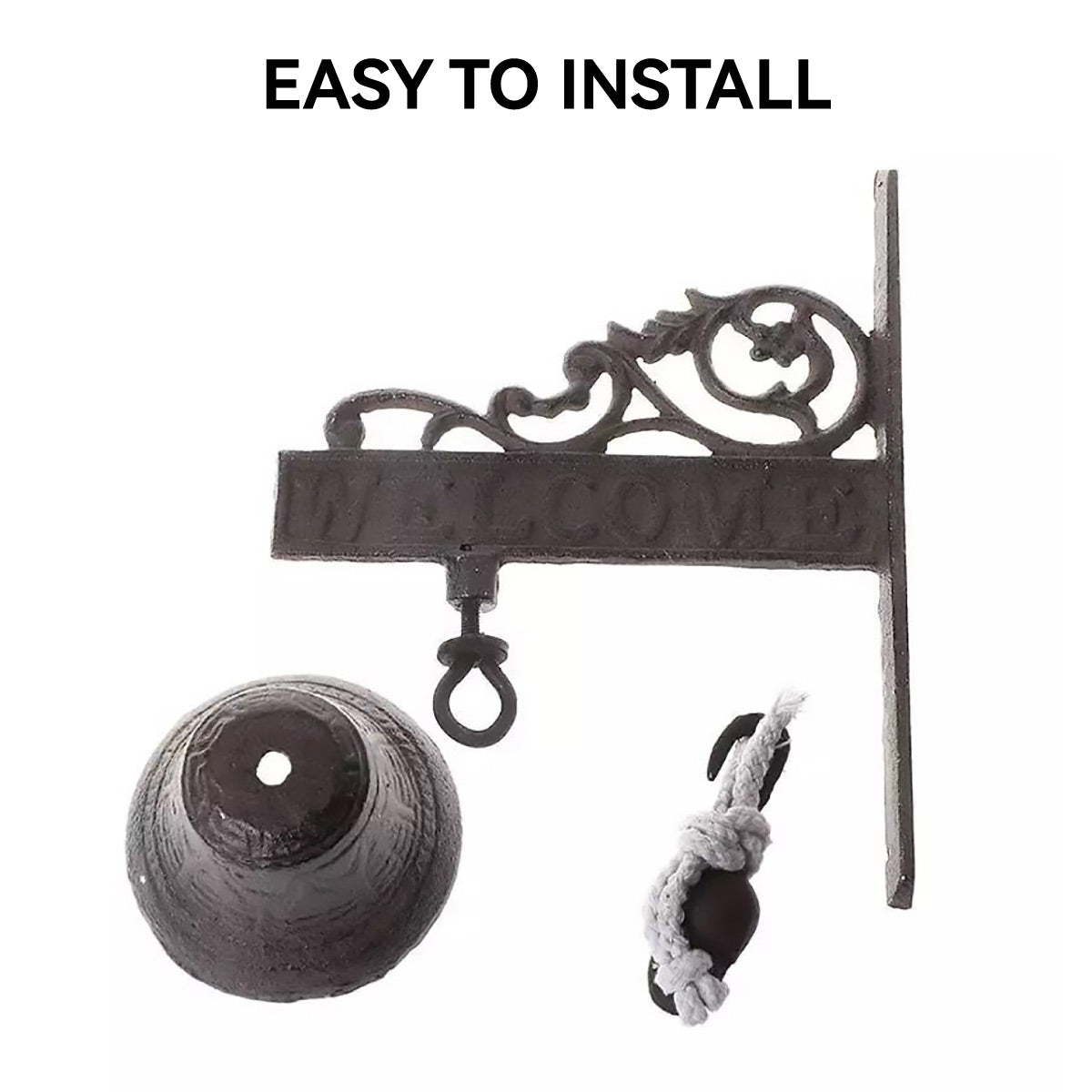 Dark Brown Vintage Finish Cast Iron Wall Hanging Dinner Bell