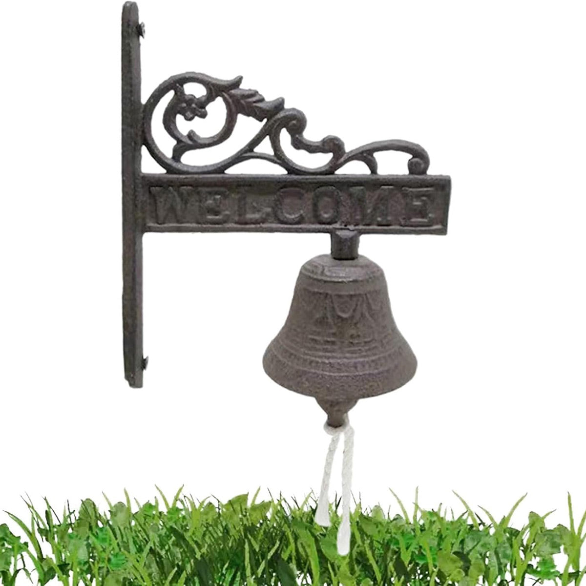 Dark Brown Vintage Finish Cast Iron Wall Hanging Dinner Bell