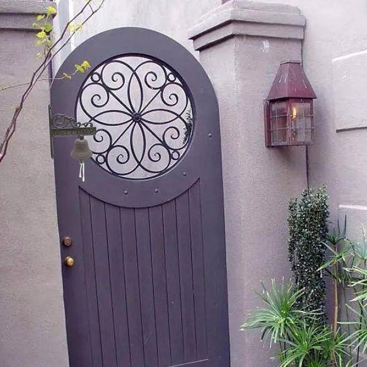 Dark Brown Vintage Finish Cast Iron Wall Hanging Dinner Bell