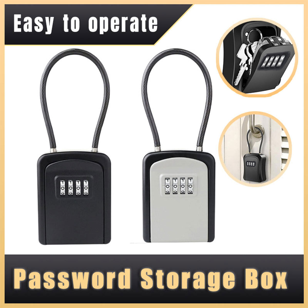 Portable Key Lock Box Hanging Combination Storage Organizer