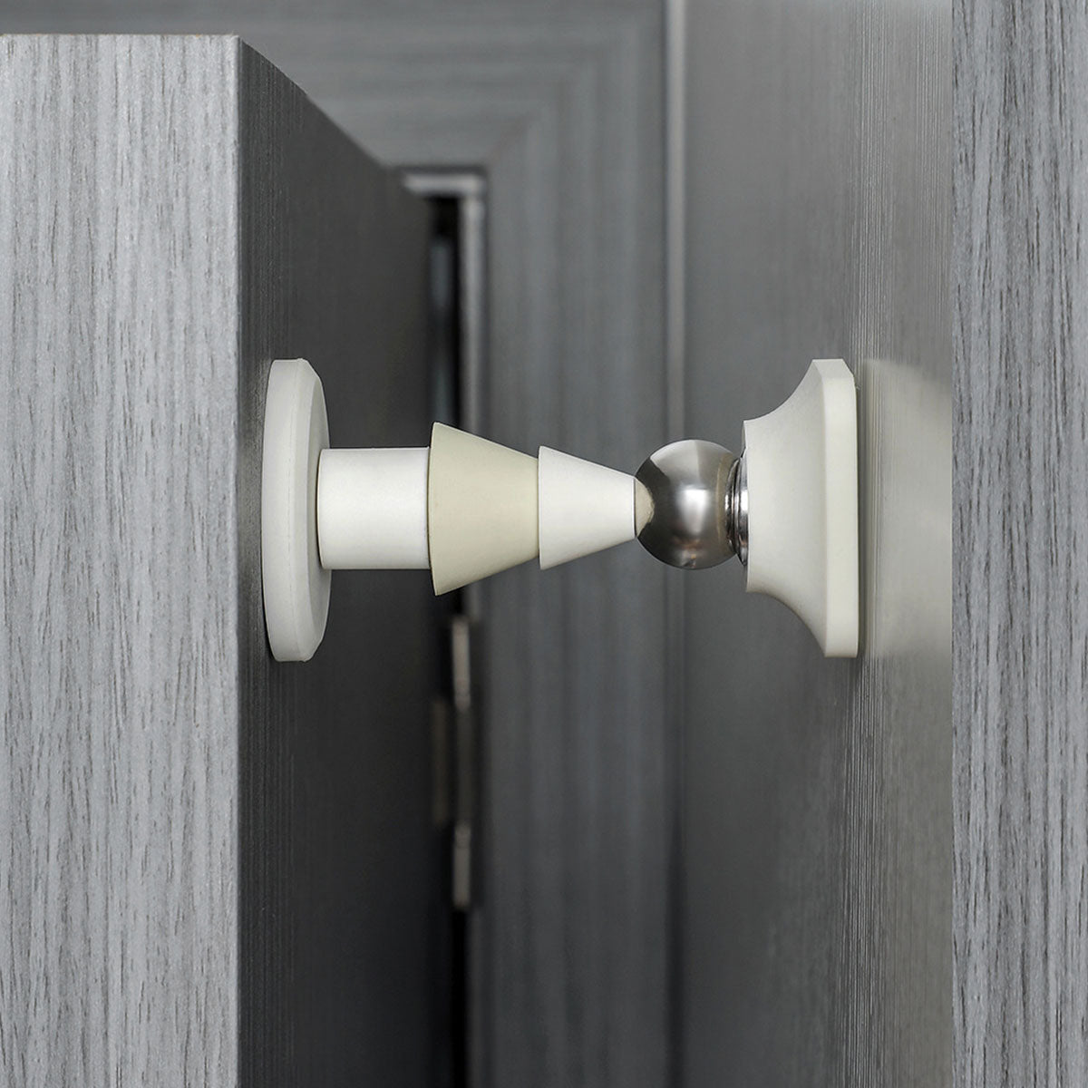 Grey Adhesive Mount Silicone Magnetic Door Stopper