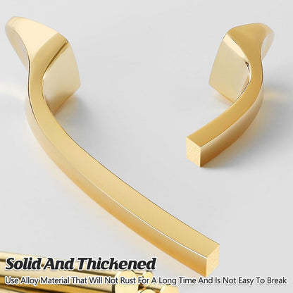 2 Hole Distances Pure Copper Cabinet Door Handle Gold Tone