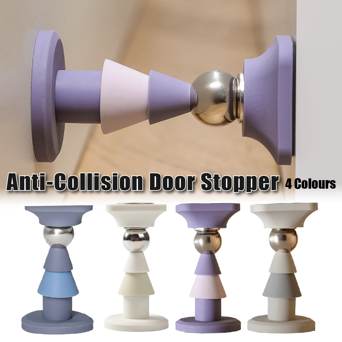 Purple Adhesive Mount Silicone Magnetic Door Stopper