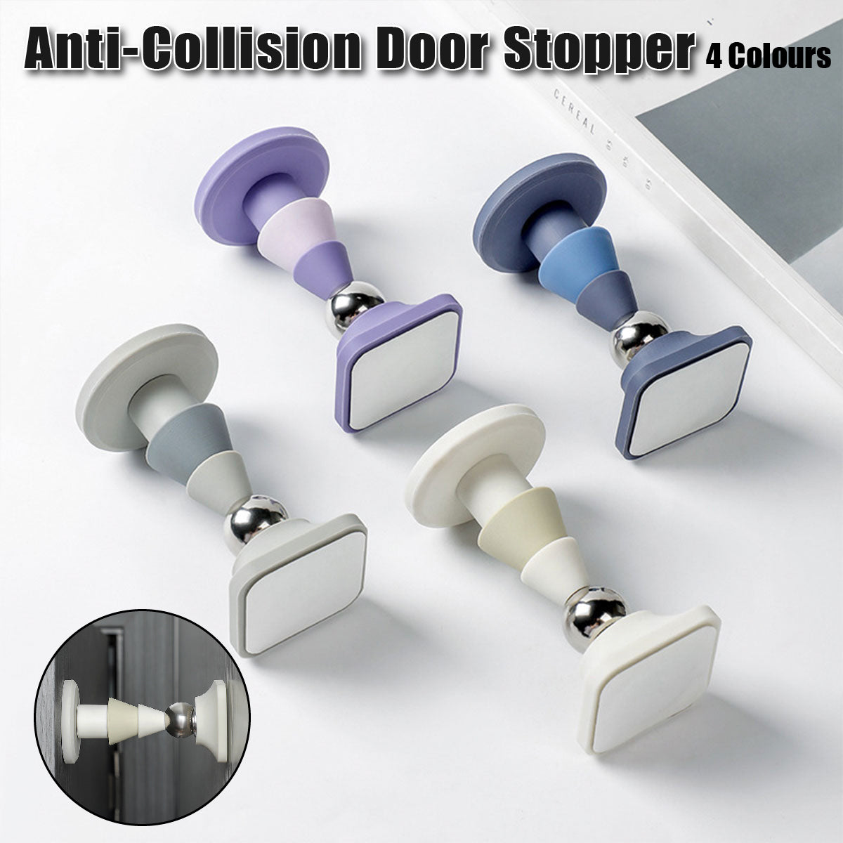 Purple Adhesive Mount Silicone Magnetic Door Stopper