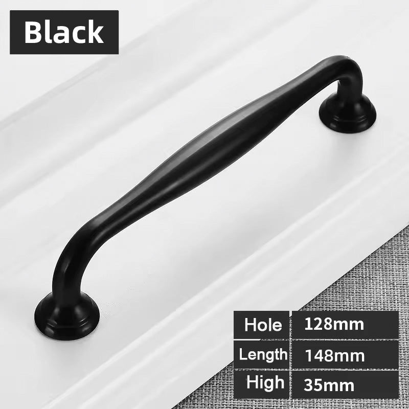Matte Black Brass Cabinet Door Pull Handle & Single Hole Knob/96-128mm