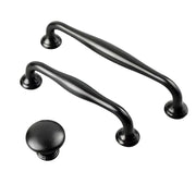 Matte Black Brass Cabinet Door Pull Handle & Single Hole Knob/96-128mm