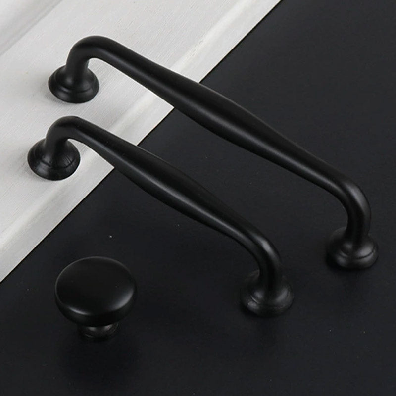 Matte Black Brass Cabinet Door Pull Handle & Single Hole Knob/96-128mm