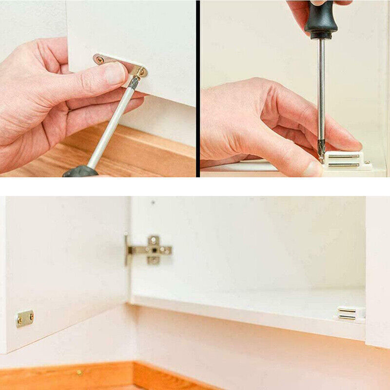 White Concealed Magnetic Cabinet Door Catch Set of 2
