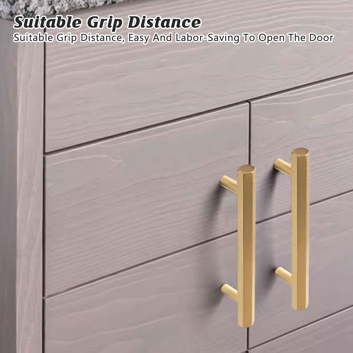 Gold Brass Hexagonal Cupboard & Cabinet Door Pull Handle