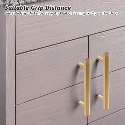 Hexagonal Gold Alloy Cabinet Handle with 64–224mm Options