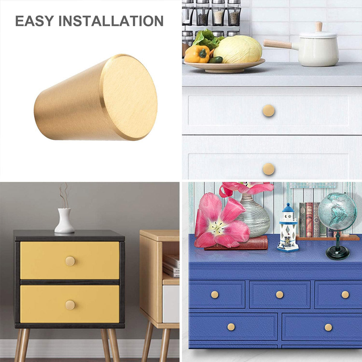 Single-Hole Copper Cabinet Handle with Seiko Coating