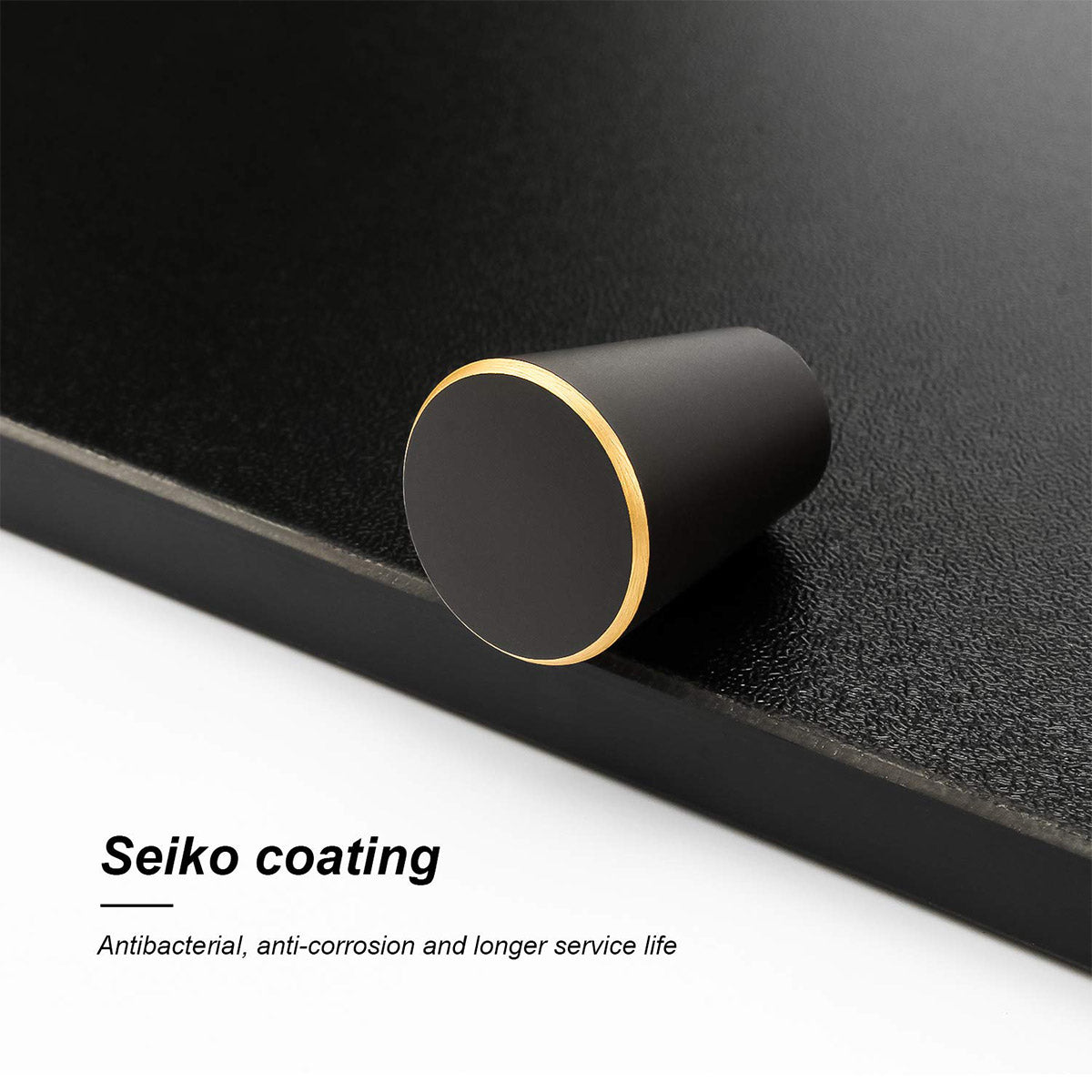 Black Seiko Coated Brass Cupboard & Cabinet Door Knob Single Hole