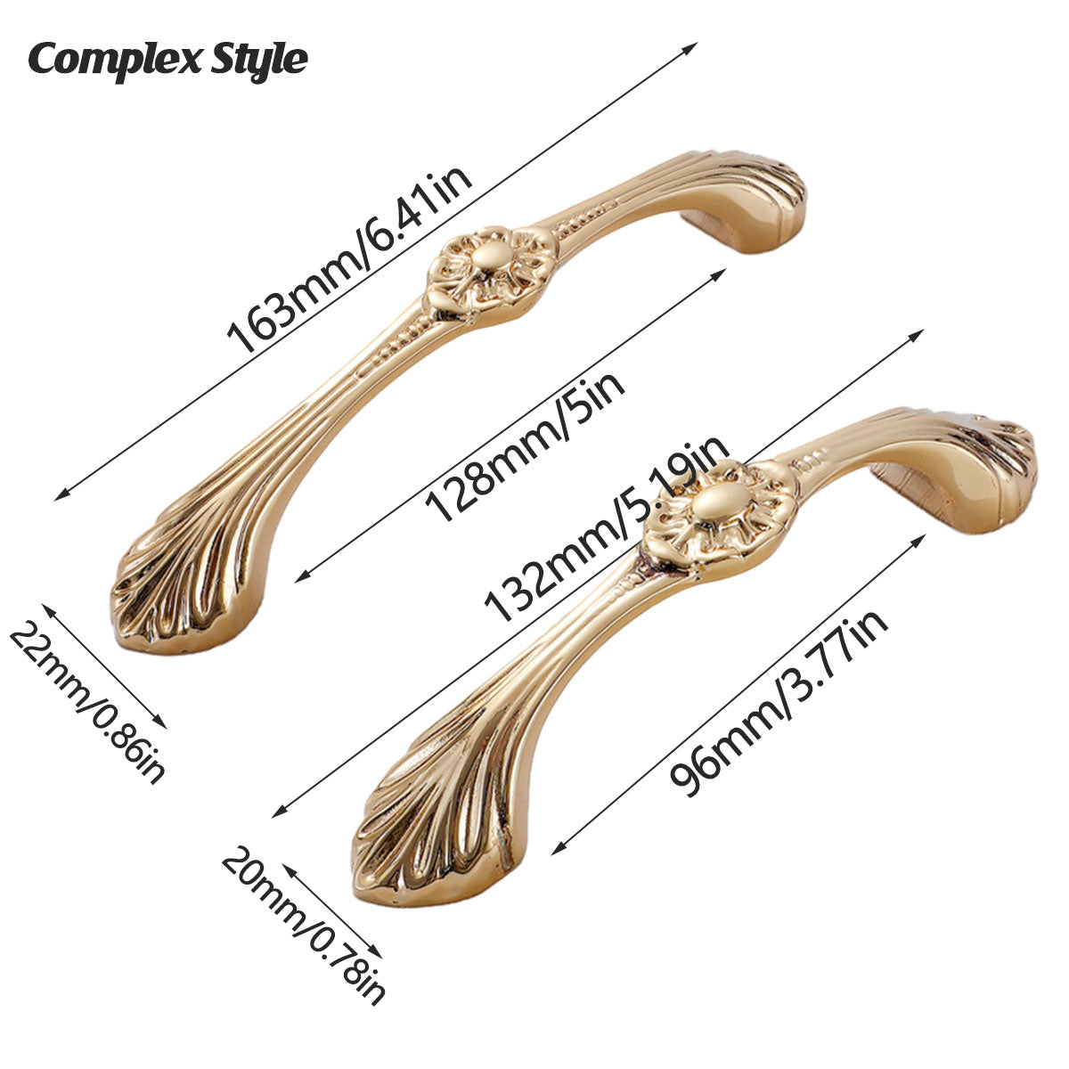 2 Hole Distance Brass Cupboard & Cabinet Door Pull Handle 96-128mm