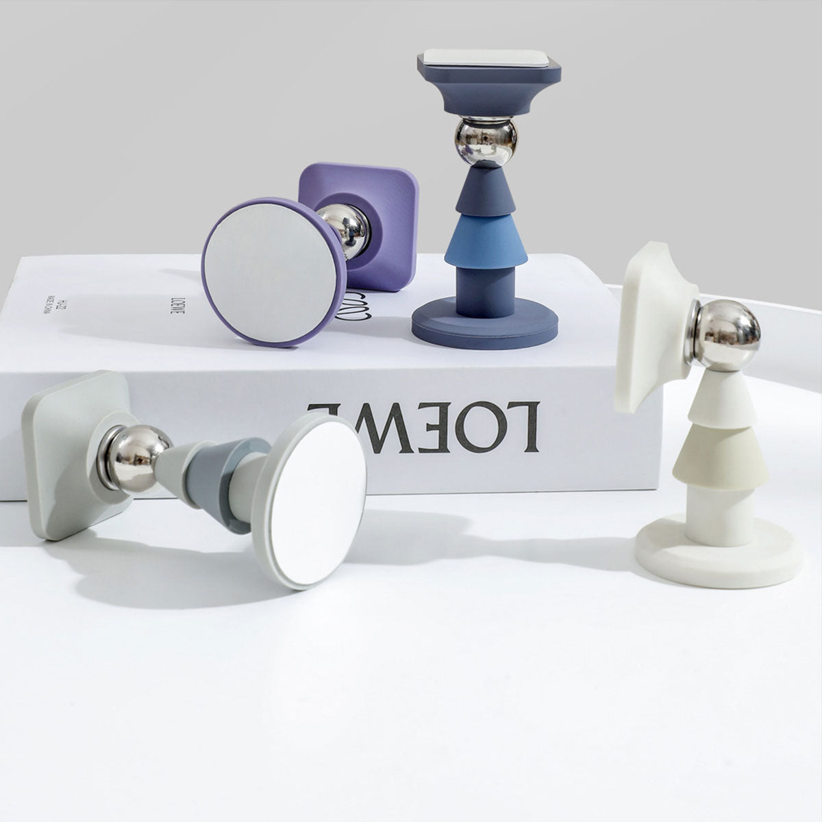 White Adhesive Mount Silicone Metal Magnetic Door Stopper