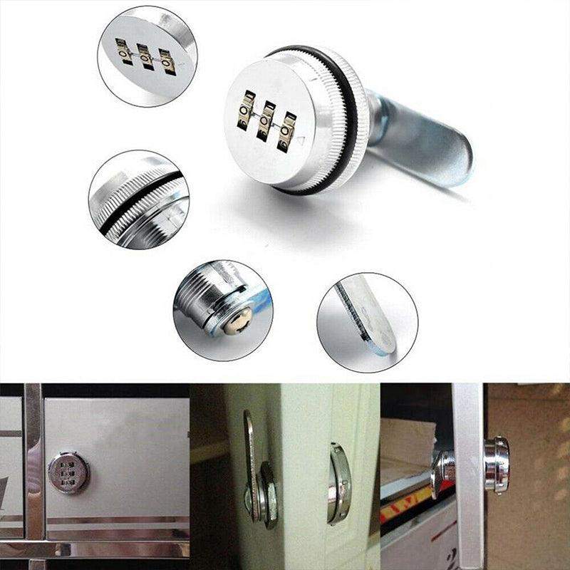Silver 3-Digit Combination Cam Lock for Cabinets and Mailboxes