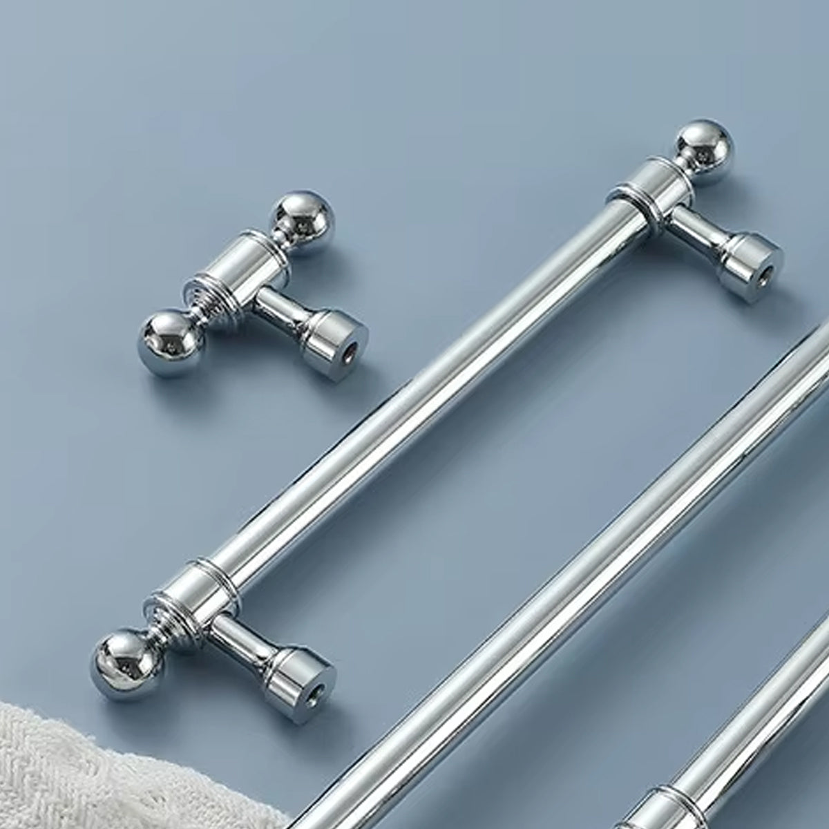 Silver Metal Cabinet Handle with Round Ball End, Polished