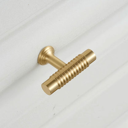 Gold Solid Brass Cabinet Handle with Textured Grip
